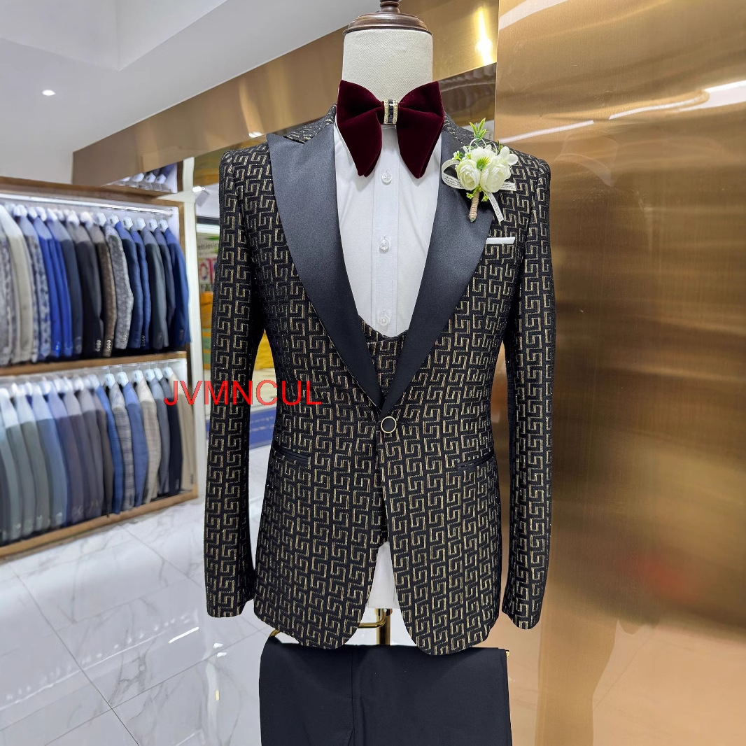 Men Formal Party Wear Outfit - Men's 2026 Printed 3 Piece Suit
