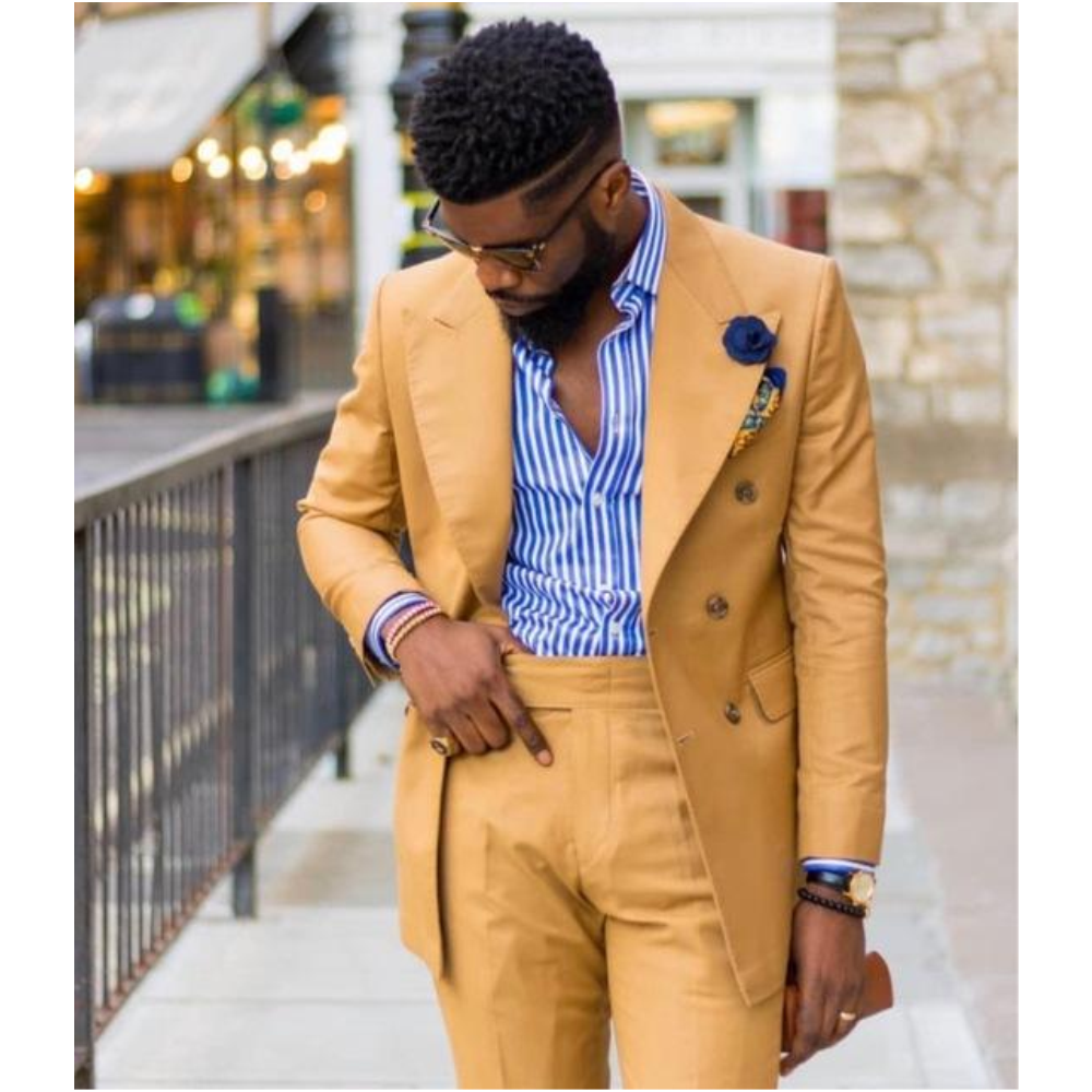 Yellow Men Suits Wide Peaked L - đánh giá và giá Formal Wear For Men Yellow