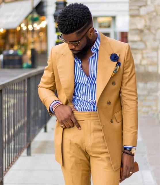 Yellow Men Suits Wide Peaked L - đánh giá và giá Formal Wear For Men Yellow