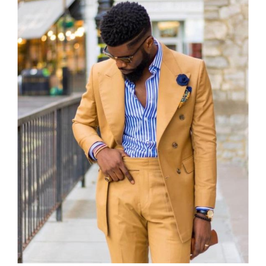 Yellow Men Suits Wide Peaked L - đánh giá và giá Formal Wear For Men Yellow