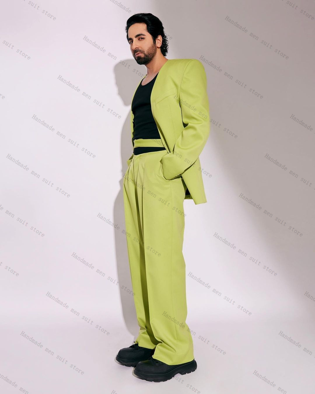 Fashion Green Men Suit Set 2 P - đánh giá và giá Men Formal Wear Wedding Guest