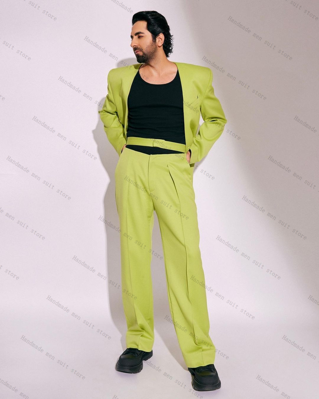Fashion Green Men Suit Set 2 P - đánh giá và giá Men Formal Wear Wedding Guest