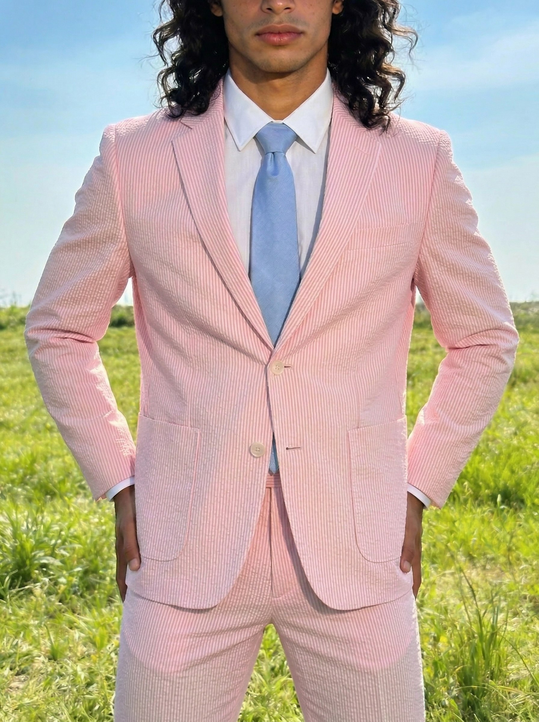 Classic Summer Striped Seersuc - đánh giá và giá Men Formal Wear In Summer
