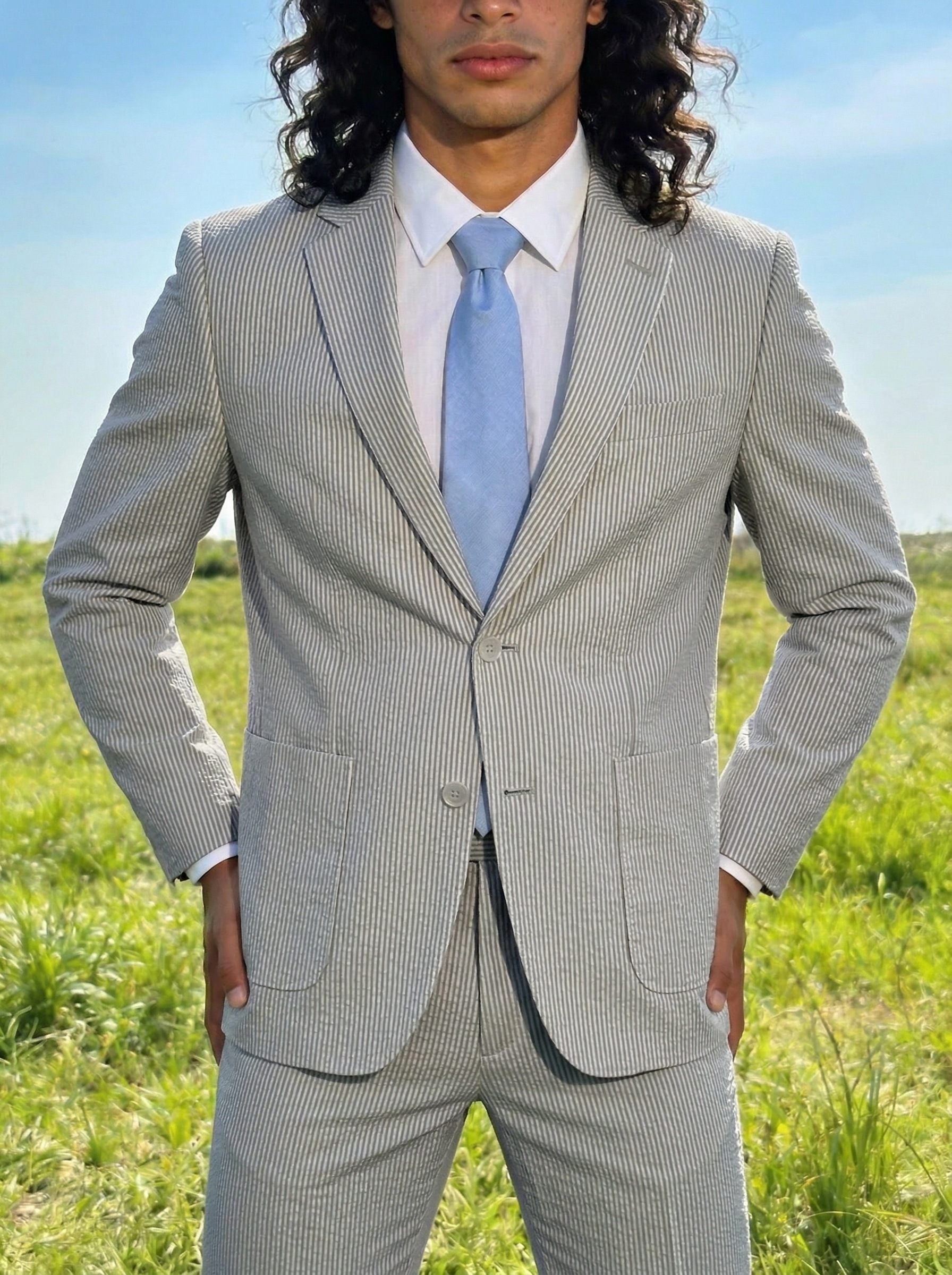 Classic Summer Striped Seersuc - đánh giá và giá Men Formal Wear In Summer