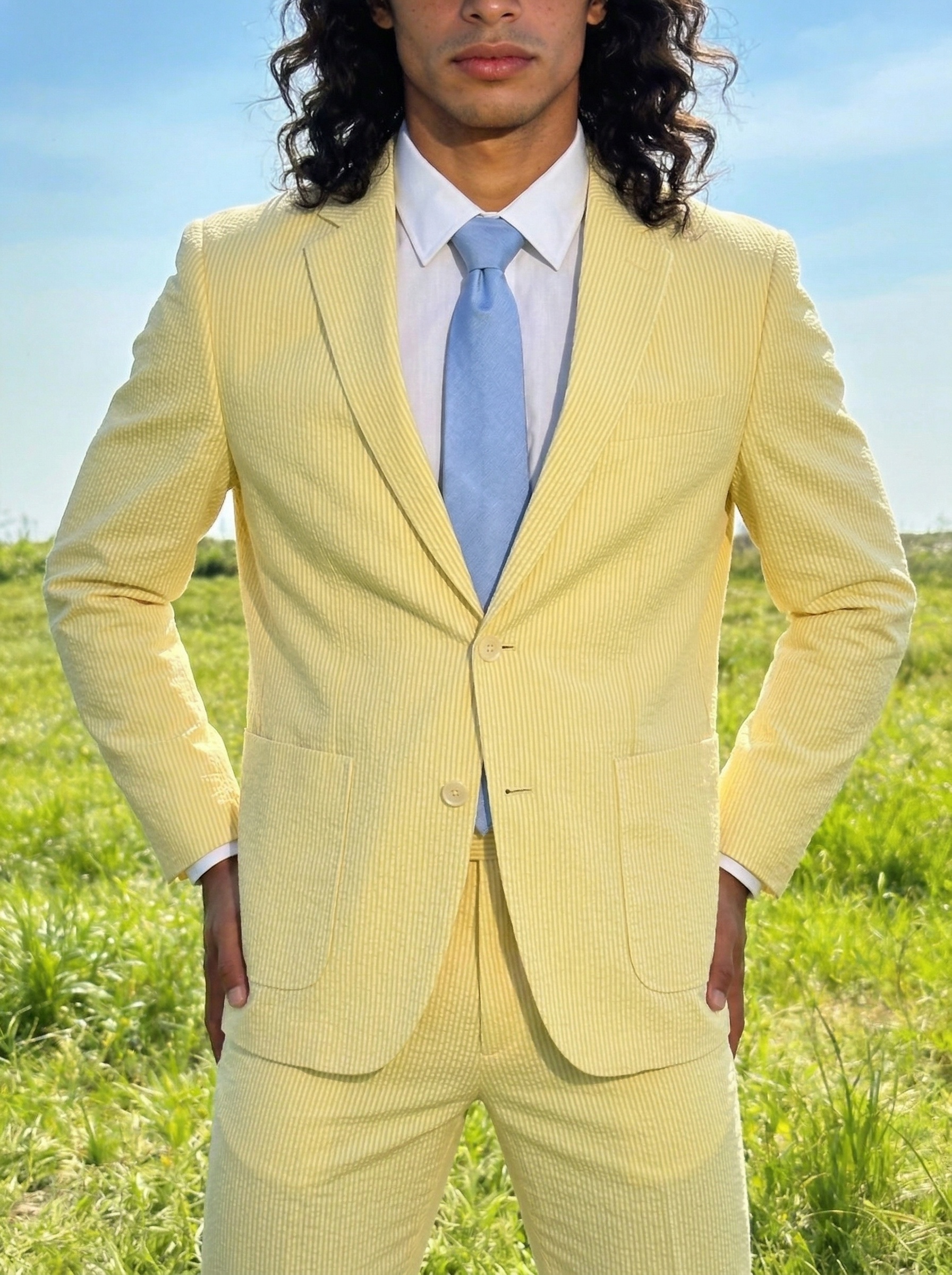 Classic Summer Striped Seersuc - đánh giá và giá Men Formal Wear In Summer