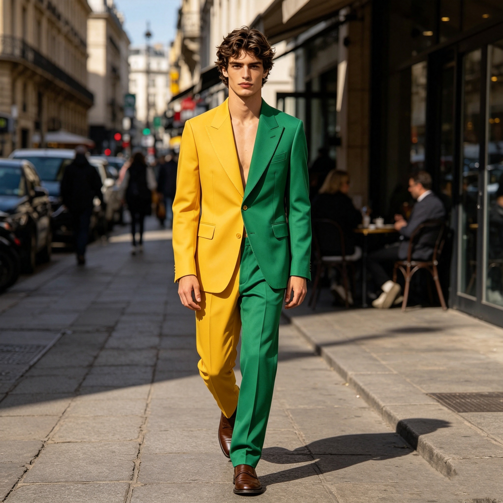 Splicing Colors Men Suit Set 2 - đánh giá và giá Formal Wear For Men Yellow