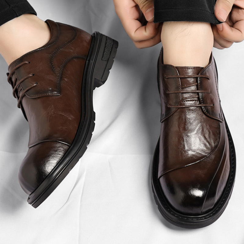 Brown Burnished Genuine Leathe - đánh giá và giá Men'S Formal Party Wear Shoes