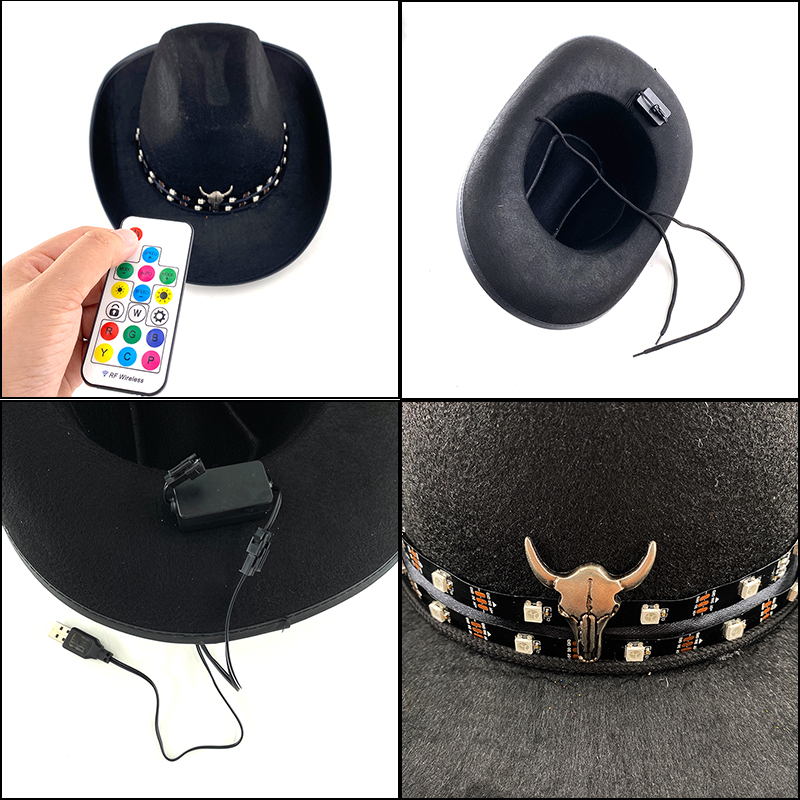 Remote Control LED Cowboy Hat  - đánh giá và giá Men'S Formal Wear For Graduation