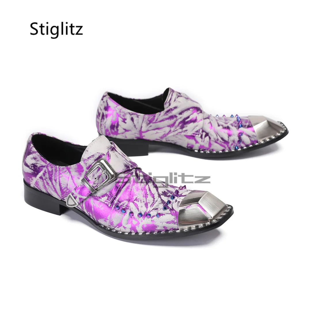 Purple Prints Genuine Leather  - đánh giá và giá Men'S Formal Party Wear Shoes