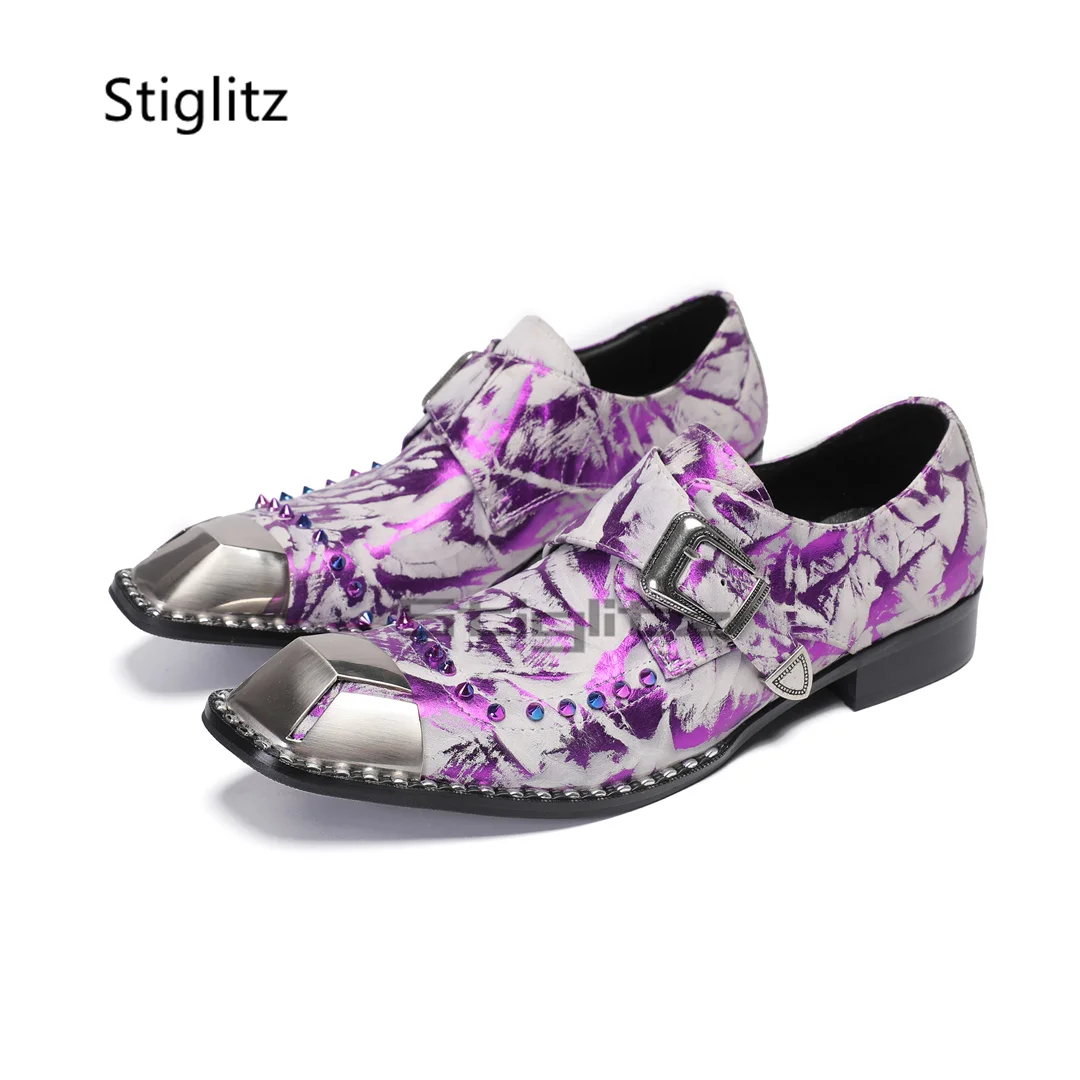 Purple Prints Genuine Leather  - đánh giá và giá Men'S Formal Party Wear Shoes