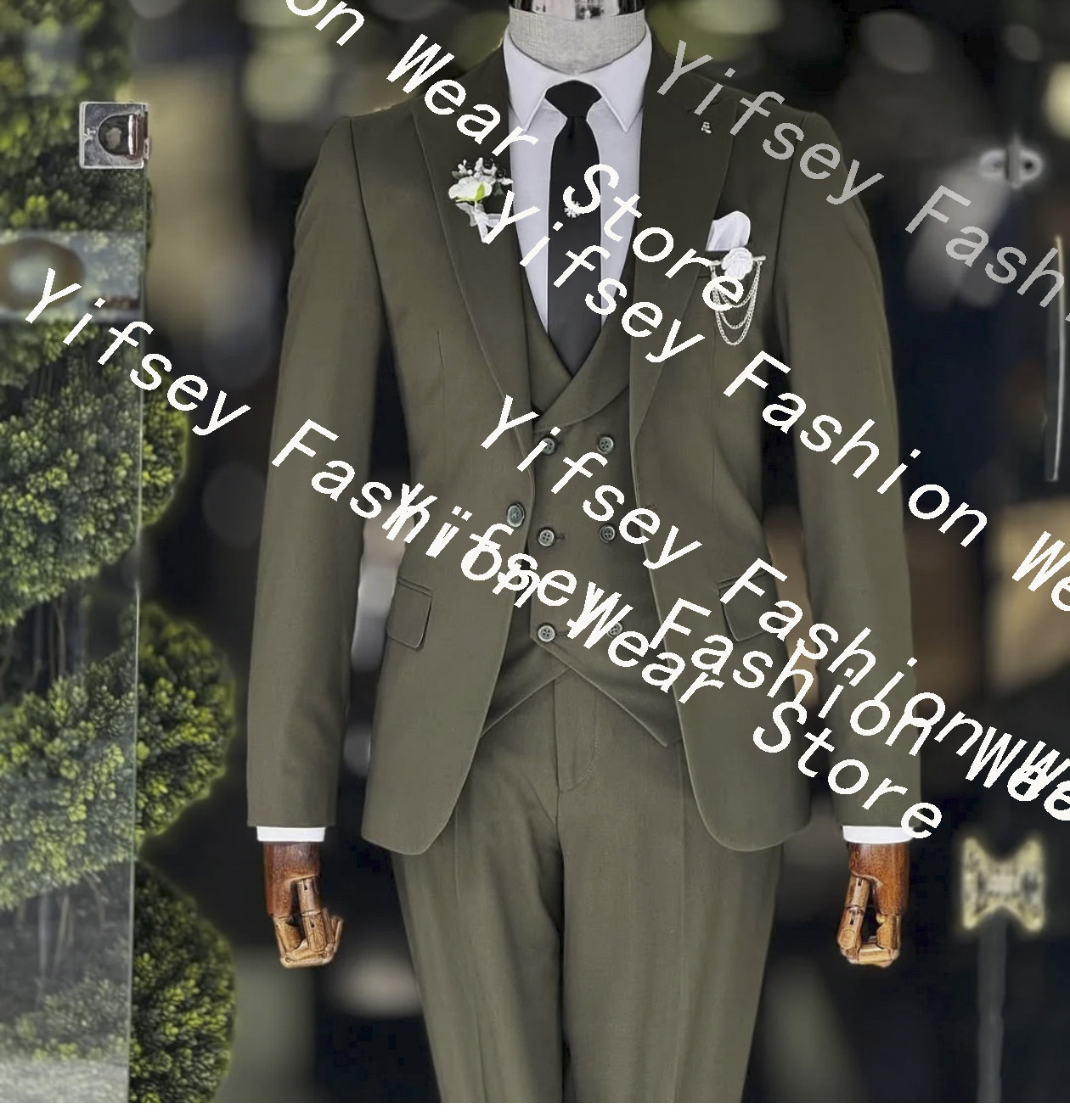 Fashion Army Green Men's Suit  - đánh giá và giá Men Formal Party Wear Outfit