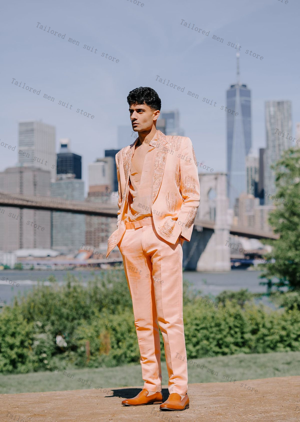 Luxury Crystals Men Suits Set  - đánh giá và giá Men Formal Wear Wedding Guest