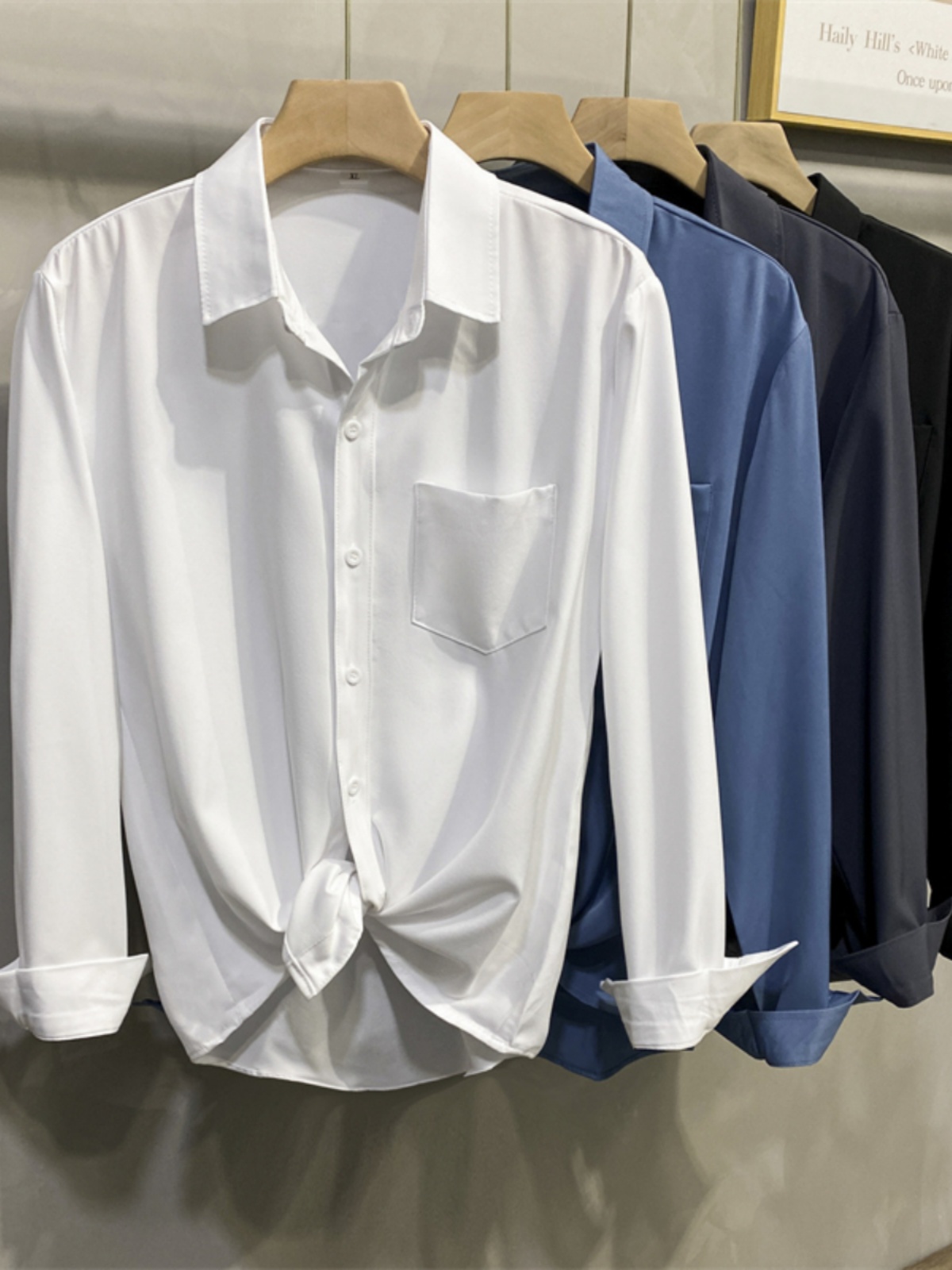 White Long Sleeve Shirt Jacket - đánh giá và giá Men Formal Wear Brands
