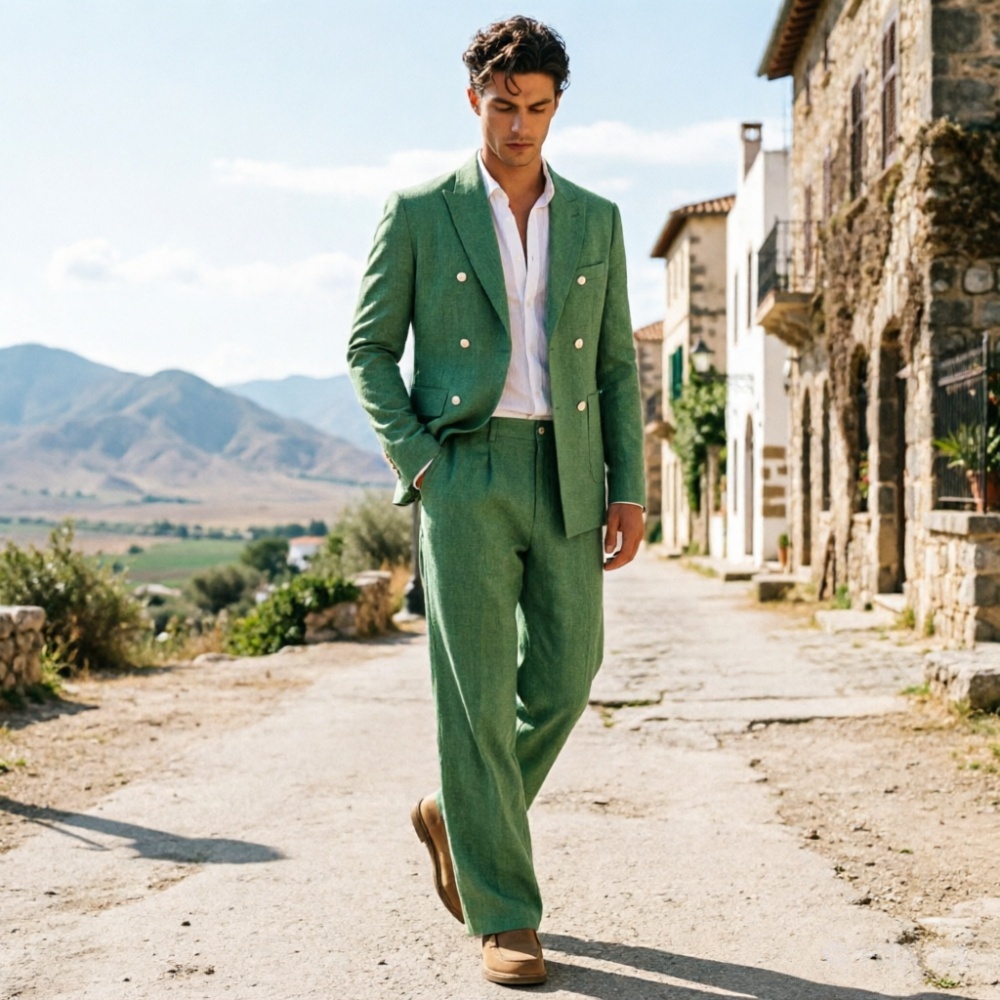 Sage Green Linen Men Suits Rel - đánh giá và giá Men Formal Wear Wedding Guest
