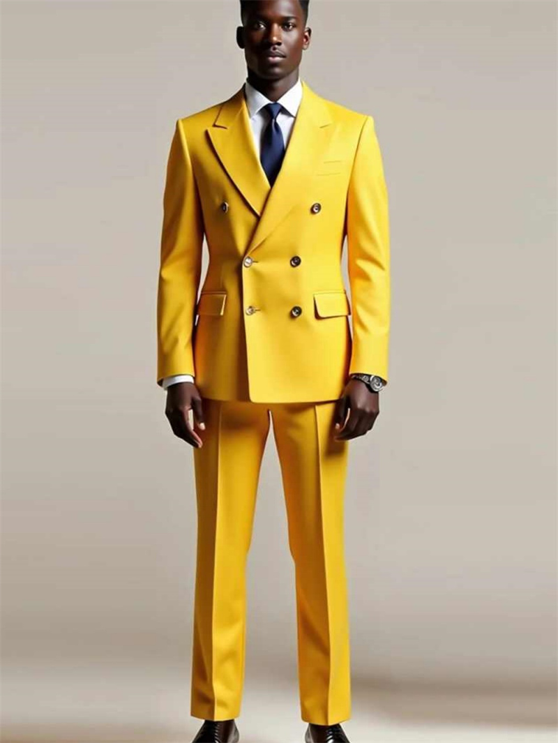 Yellow Men Suit Set 2 Piece Bl - đánh giá và giá Formal Wear For Men Yellow