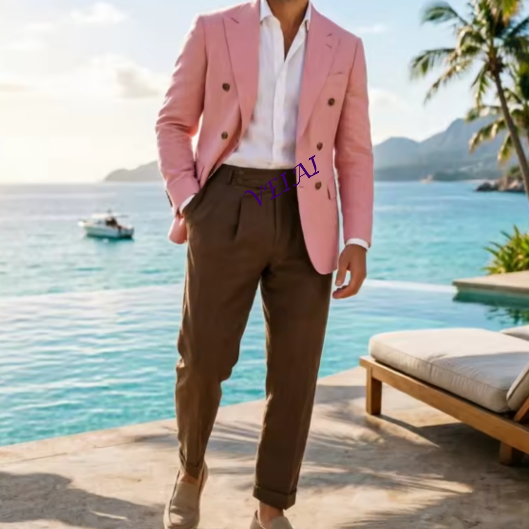 Customized2 Piece Beige Linen  - đánh giá và giá Elegant Formal Men'S Wear